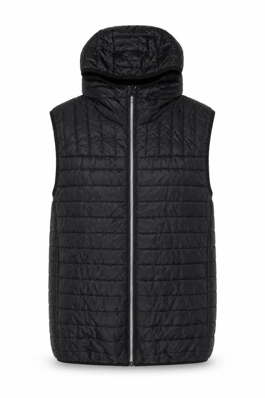 Very Man Men’s Black Hooded Puffer Waistcoat Gilet Size S Regular Fit
