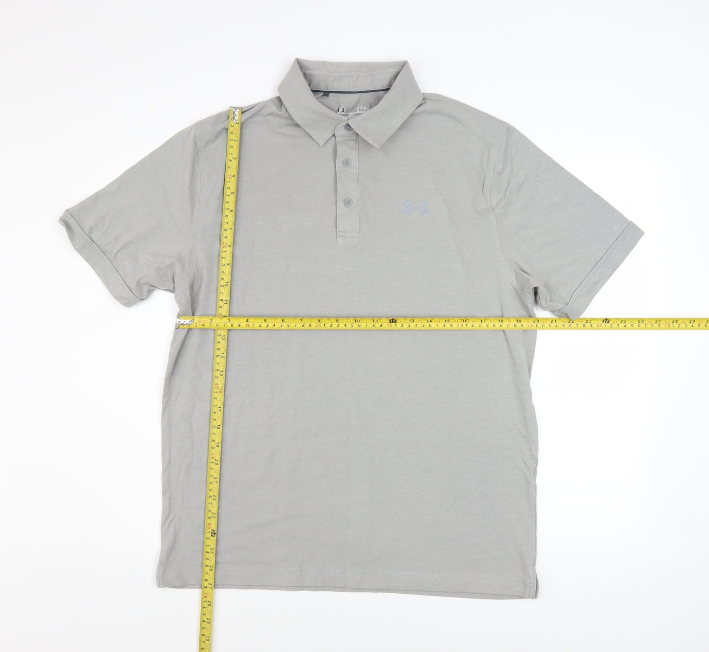 Under Armour Men's Grey HeatGear Polo Shirt Size L Loose Fit