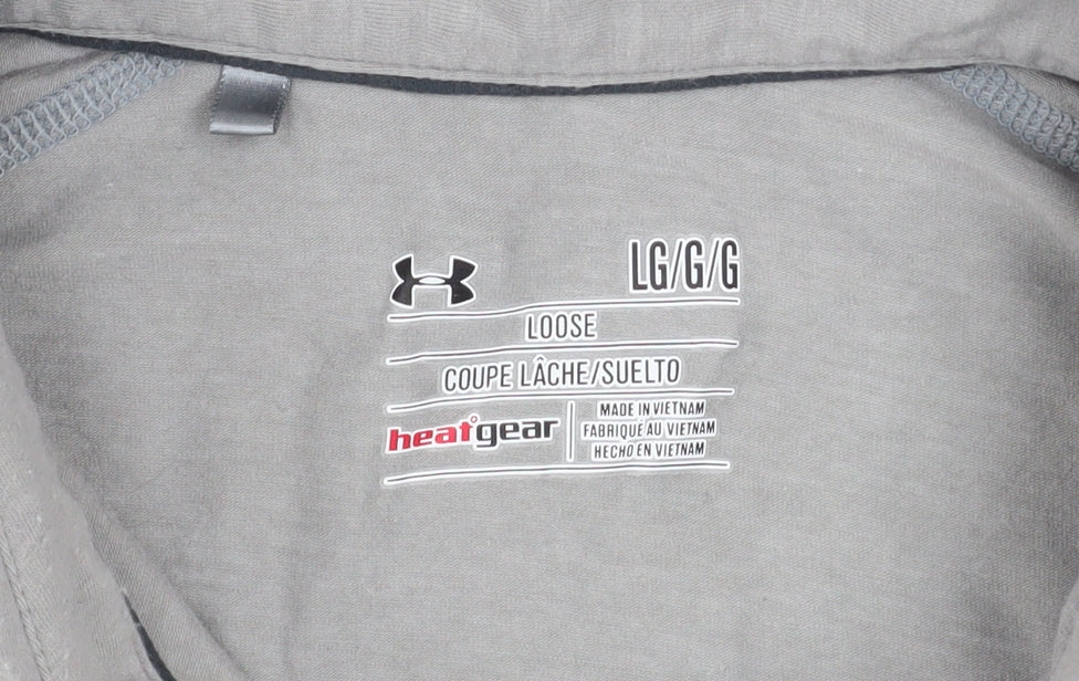 Under Armour Men's Grey HeatGear Polo Shirt Size L Loose Fit