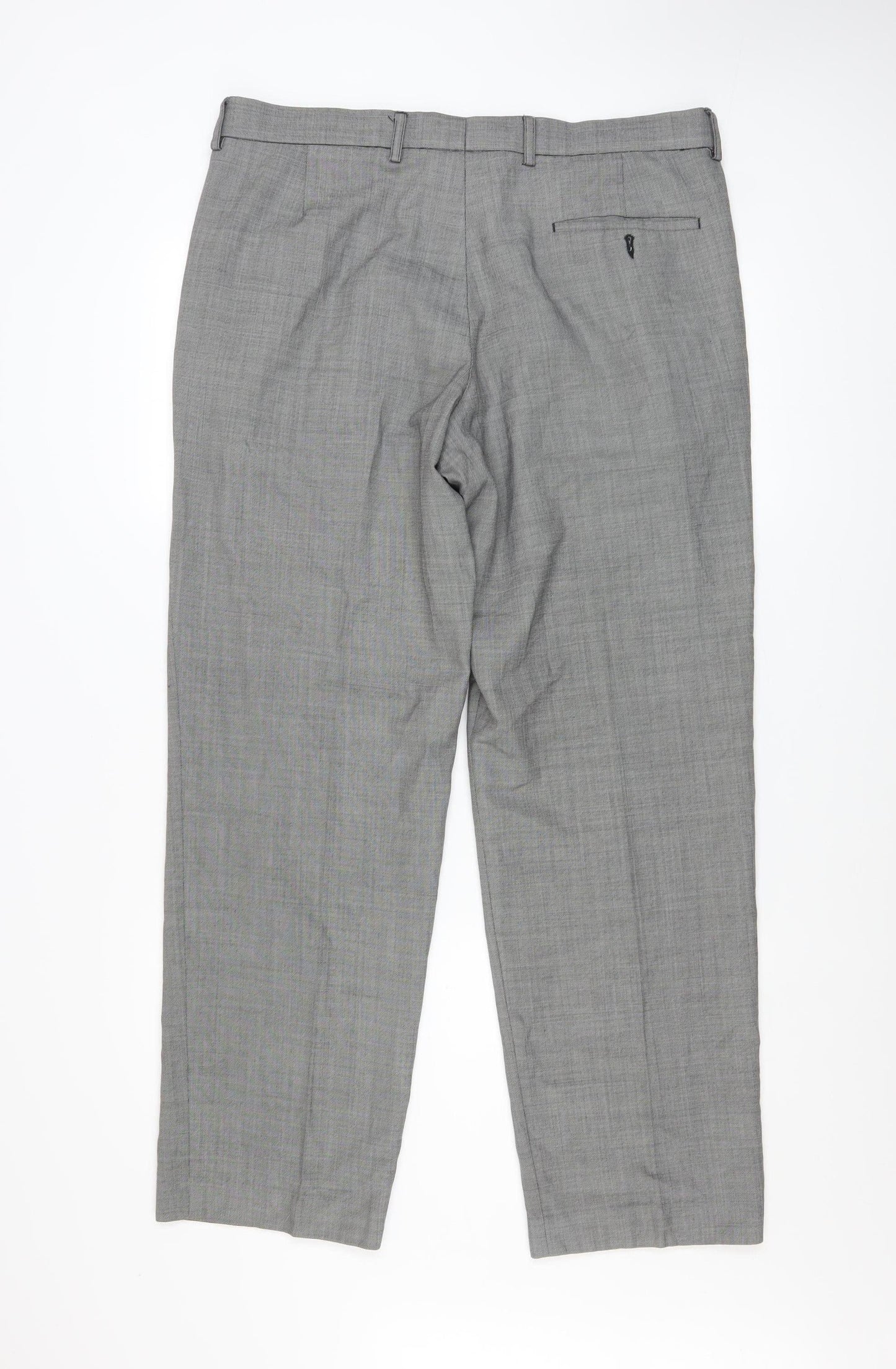 Dunnes Stores Men Grey Wool Blend Dress Pants 36W 31L Regular Fit
