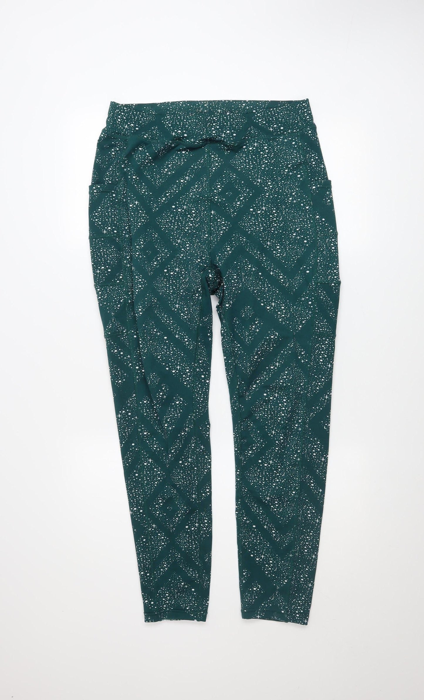POP Fit Womens Green Geometric Leggings XL Activewear