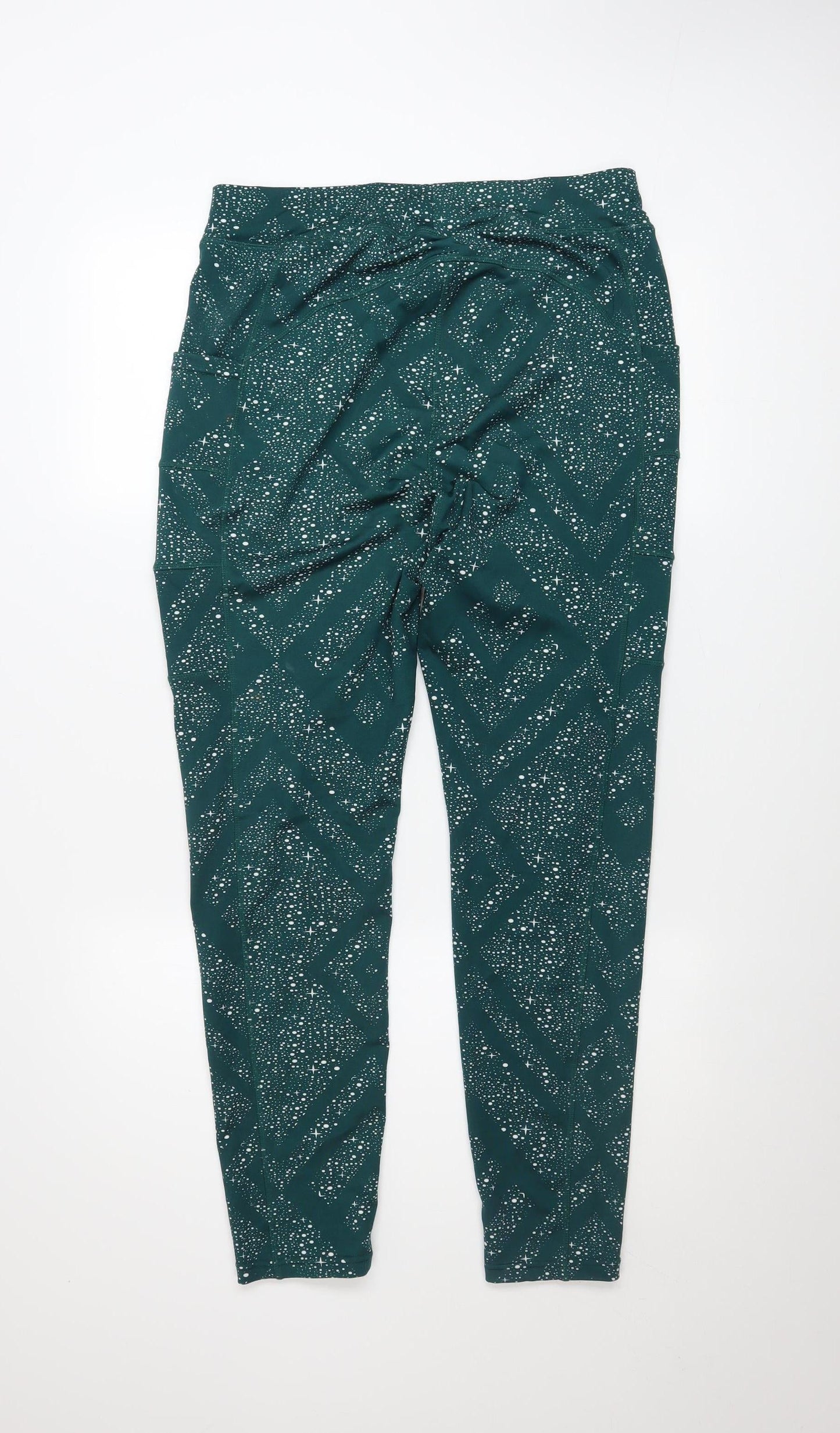 POP Fit Womens Green Geometric Leggings XL Activewear
