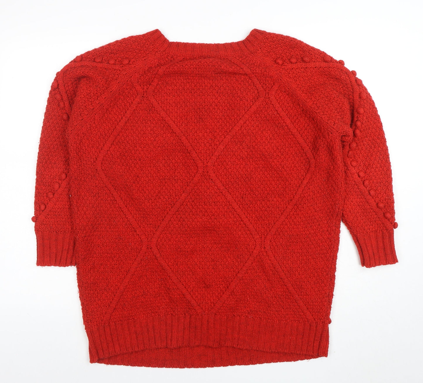 River Island Women's Red Cable-Knit Jumper UK 10 Acrylic Alpaca Blend