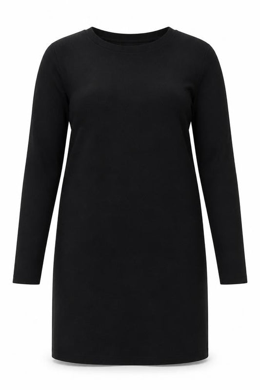 Mango Women Black Bodycon Knit Dress Size 14 Long Sleeve Crew Neck