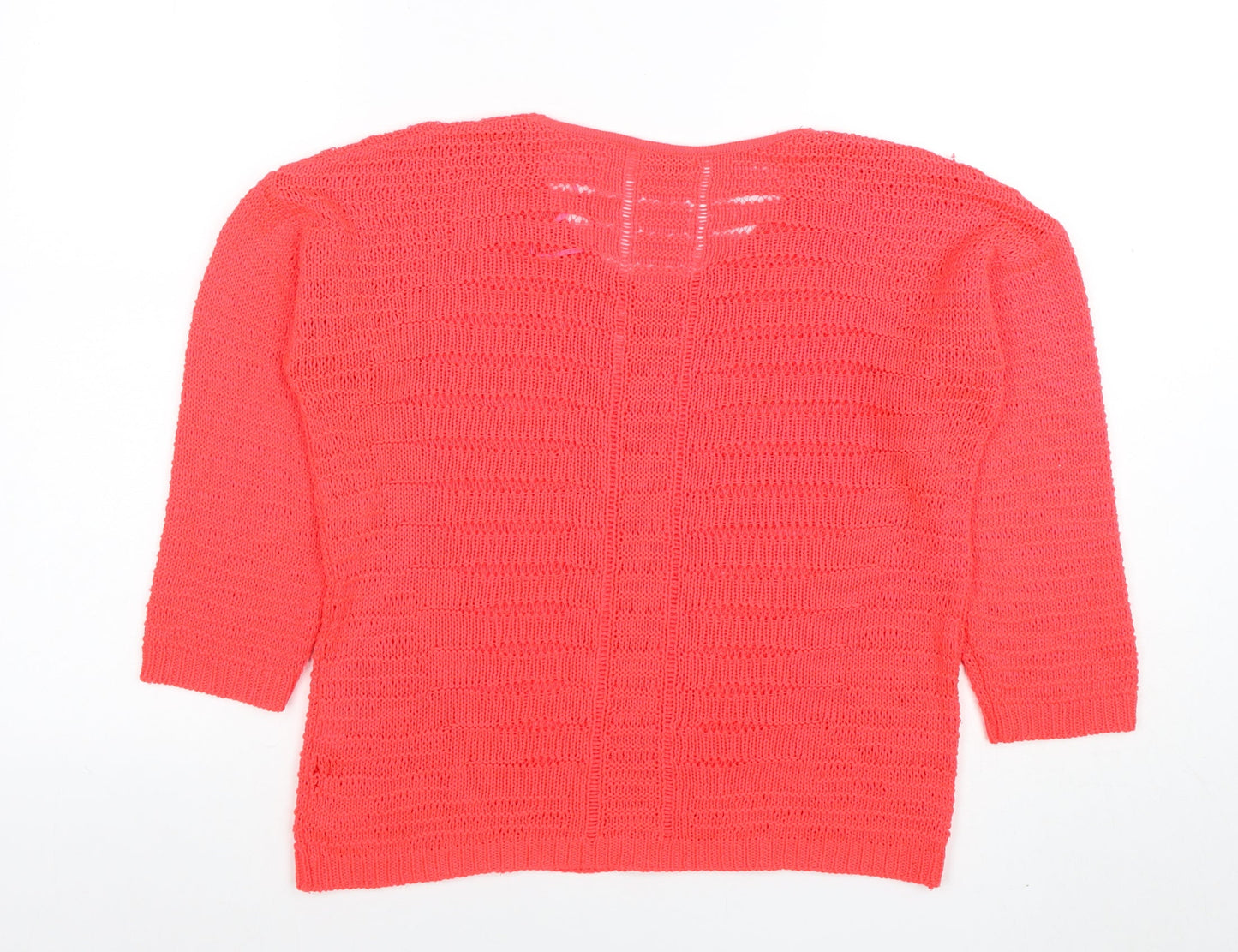 River Island Women’s Pink 3/4 Sleeve Open Knit Jumper Size 10