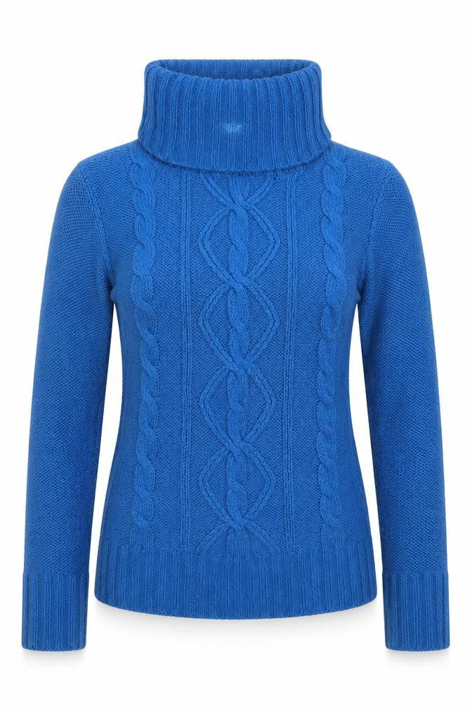 Joe Browns Womens Blue Roll Neck Cable-Knit Jumper Size 10
