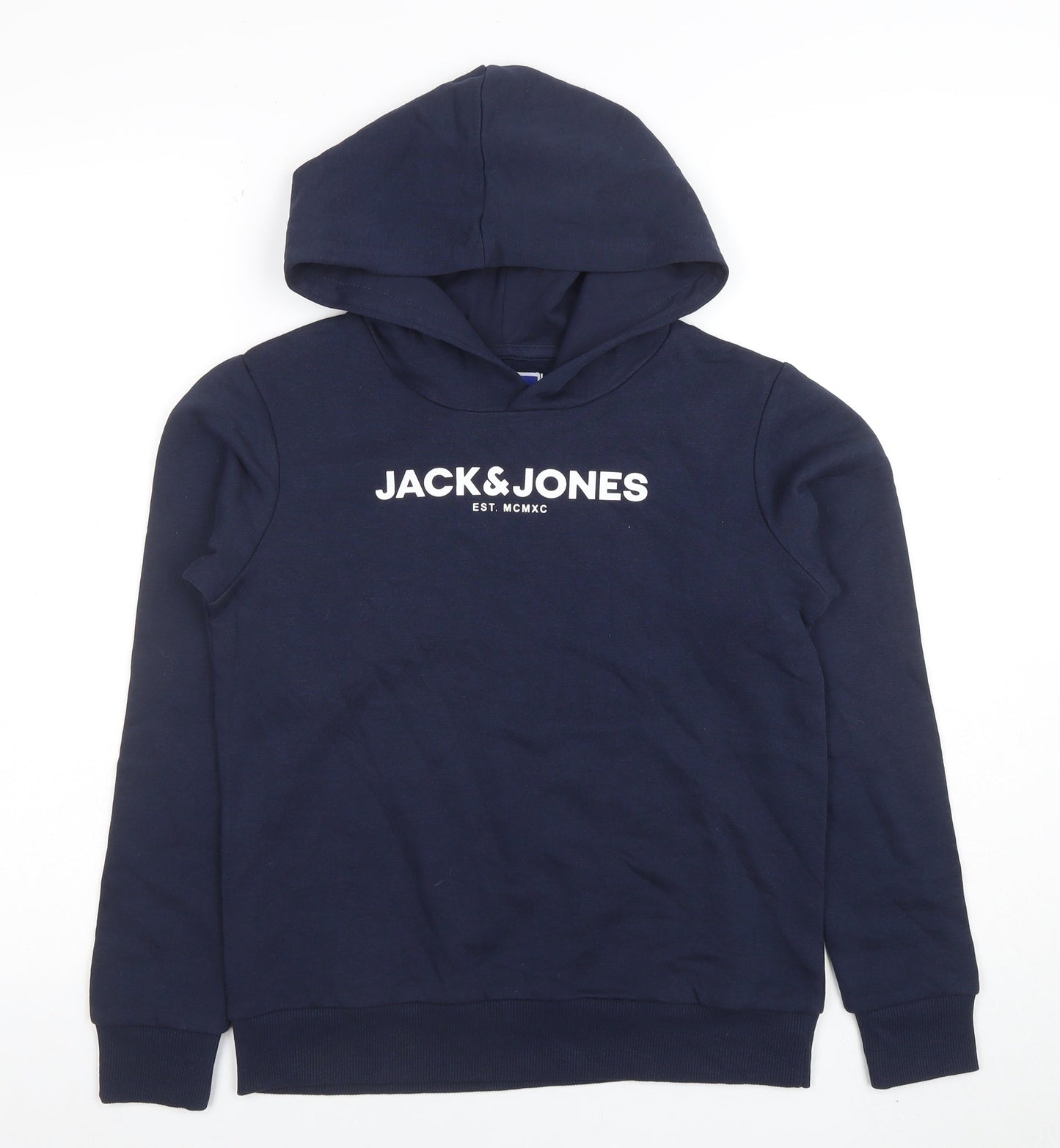Jack & Jones Boys Navy Pullover Hoodie Size 152 Cotton Blend Logo Design