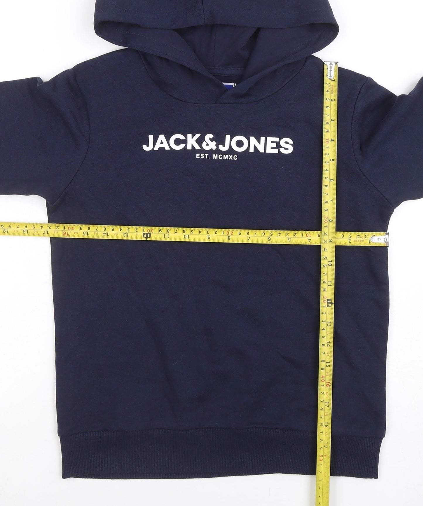 Jack & Jones Boys Navy Pullover Hoodie Size 152 Cotton Blend Logo Design