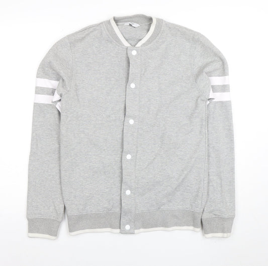 Next Men’s Grey Small Button Up Long Sleeve Sweatshirt