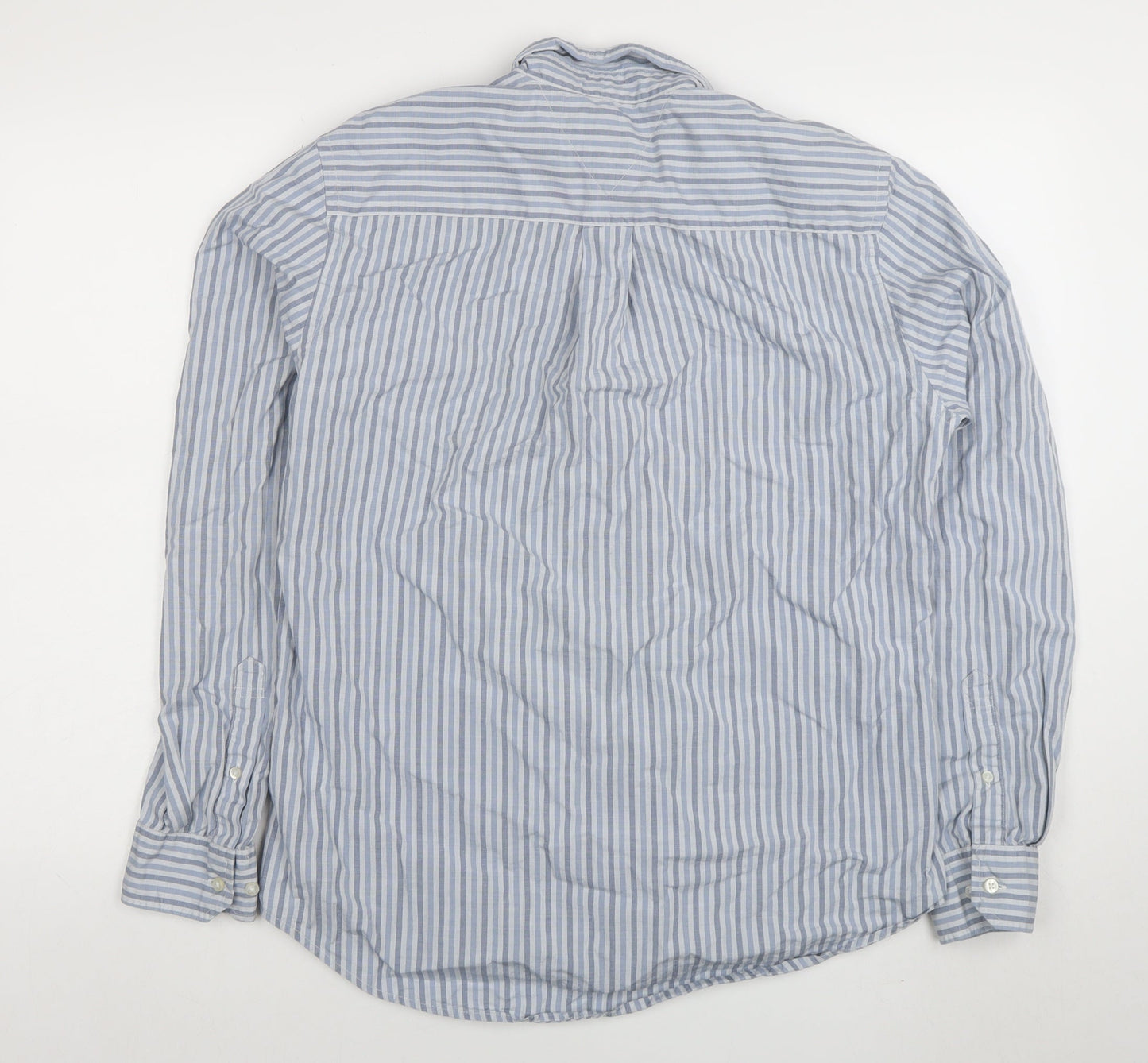 Tommy Hilfiger Men's Blue Striped Button-Down Shirt M Custom Fit