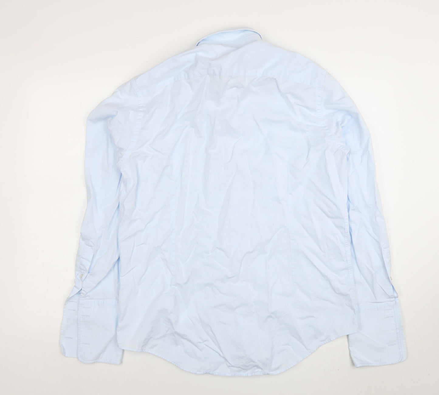 Jaeger Men's Blue 16 Regular Fit Long Sleeve Cotton Button-Up Shirt