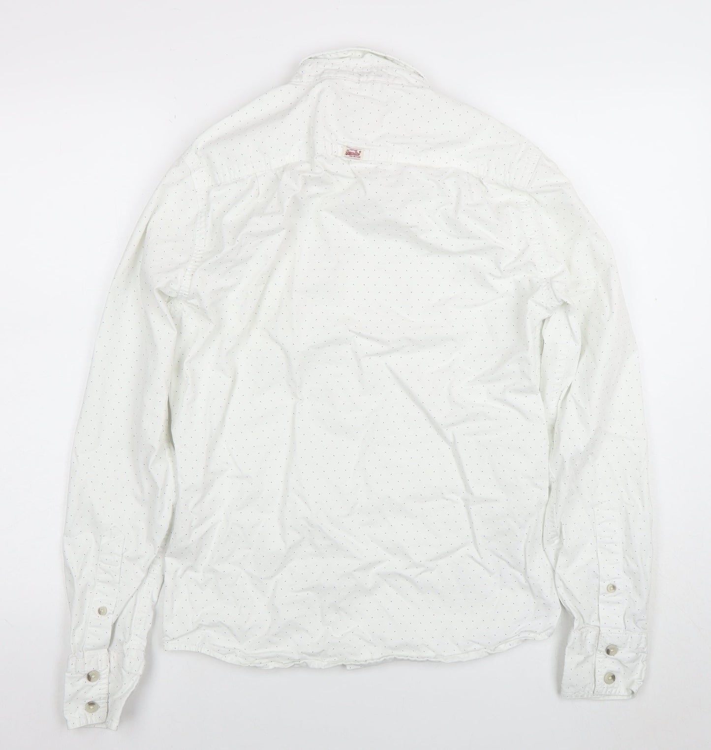 Superdry Men's White Polka Dot Button-Up Shirt Size S