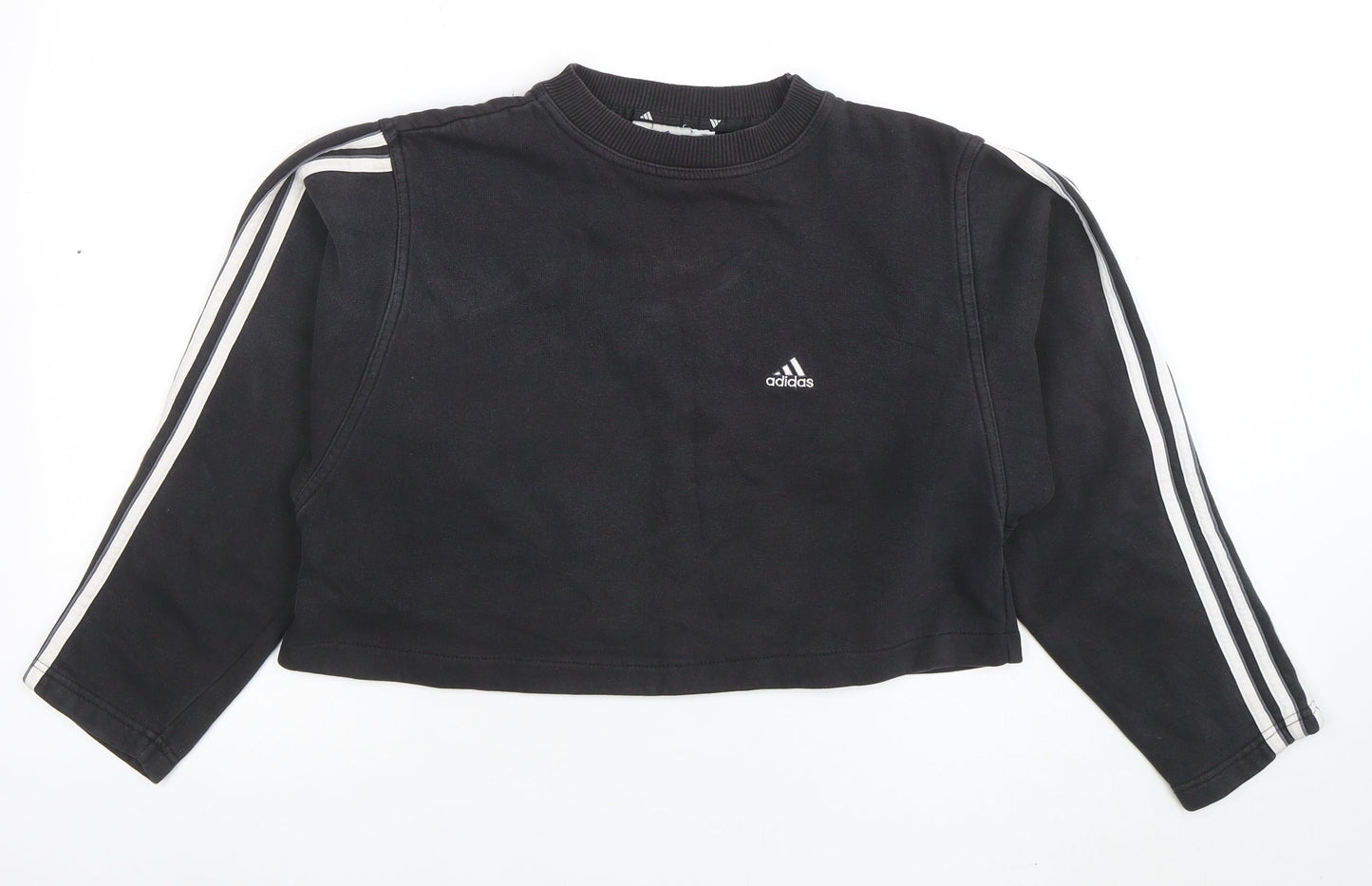 Adidas Women's Black Crew Neck Cropped Sweatshirt Size S