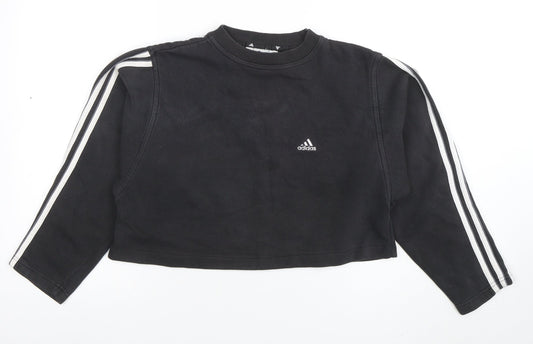 Adidas Women's Black Crew Neck Cropped Sweatshirt Size S