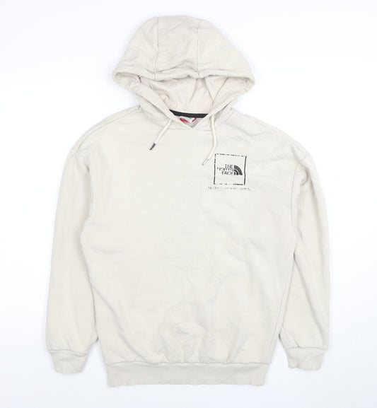 The North Face Womens Beige Pullover Hoodie Small Logo Lined Sweatshirt