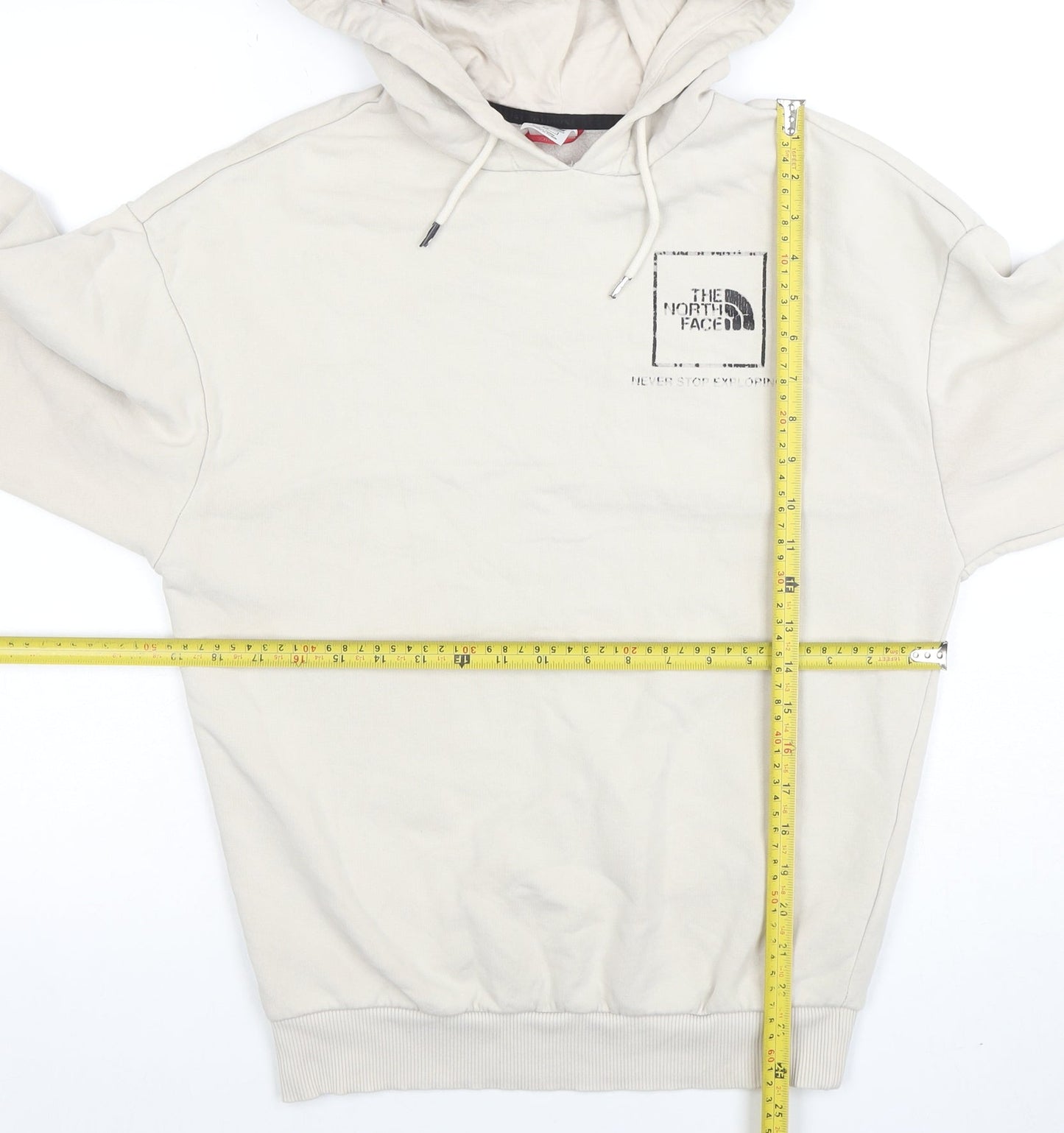 The North Face Womens Beige Pullover Hoodie Small Logo Lined Sweatshirt