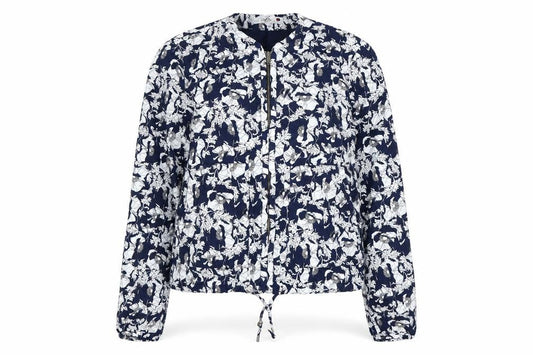 Zara Trafaluc Women's Blue Floral Bomber Jacket Size 10 Lightweight