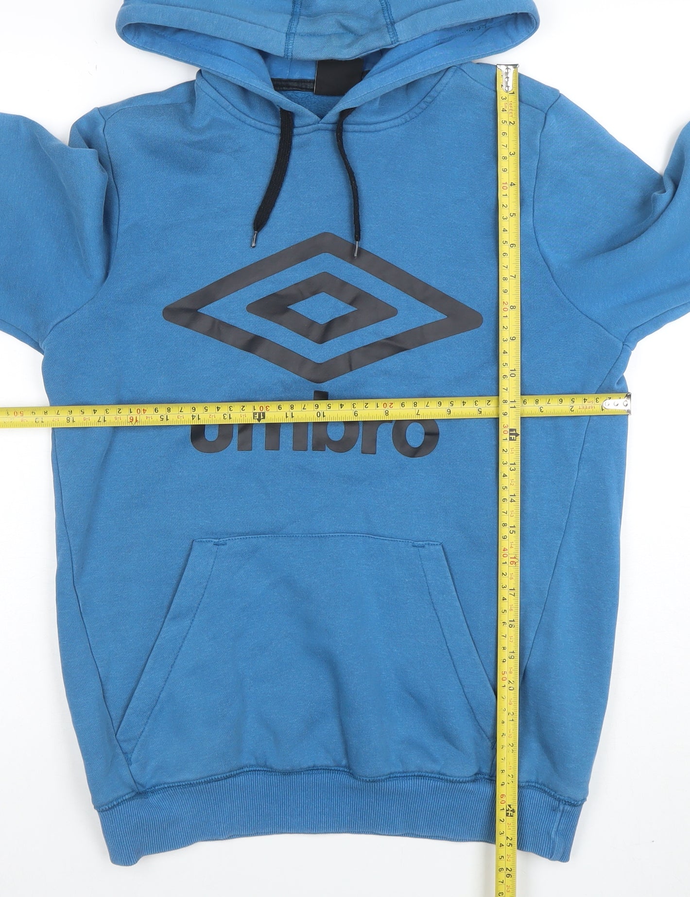 Umbro Men's Blue Pullover Hoodie Small Logo Fleece Sweatshirt
