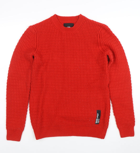 Clockhouse Women Red Waffle-Knit Acrylic Jumper XS