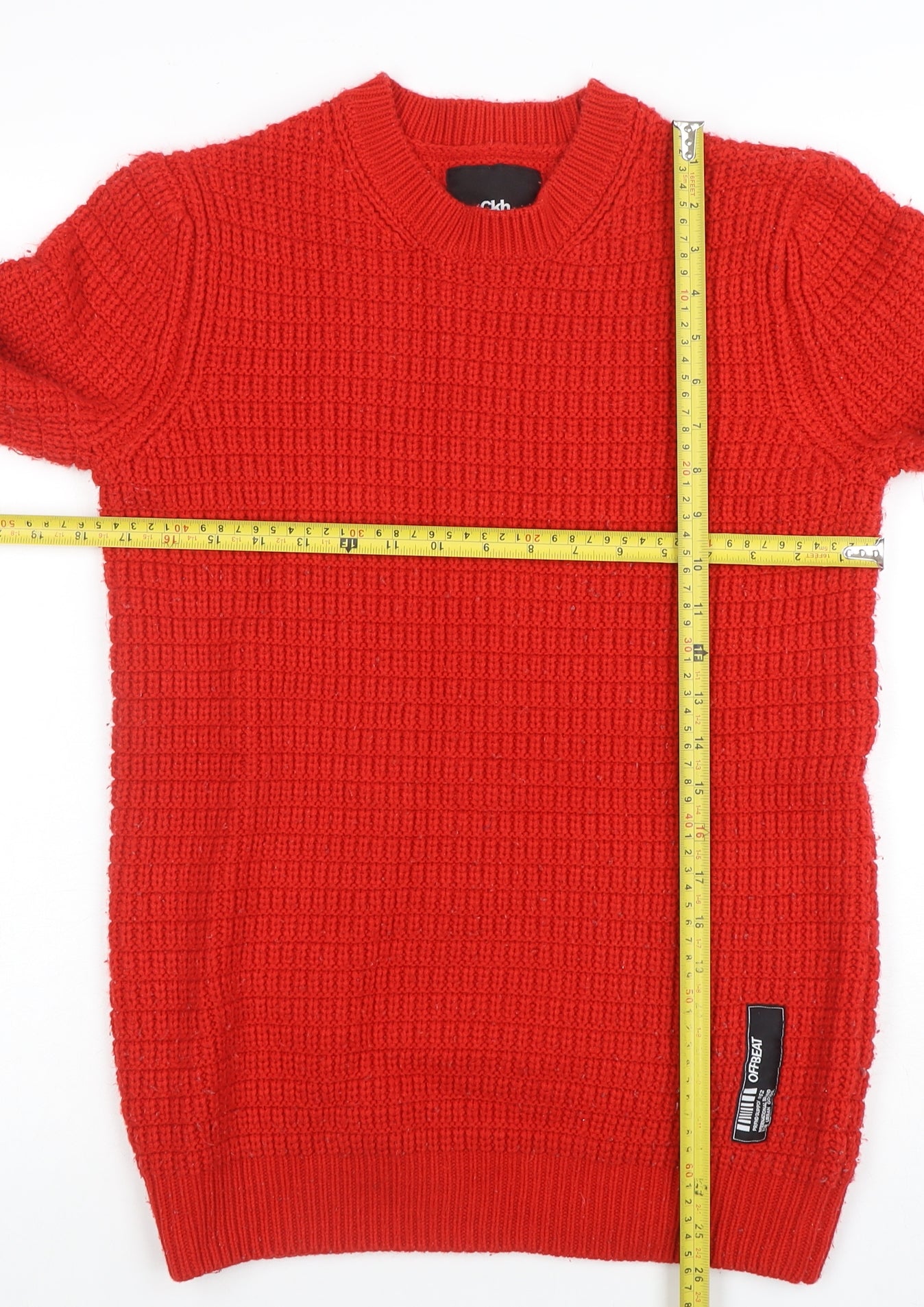 Clockhouse Women Red Waffle-Knit Acrylic Jumper XS