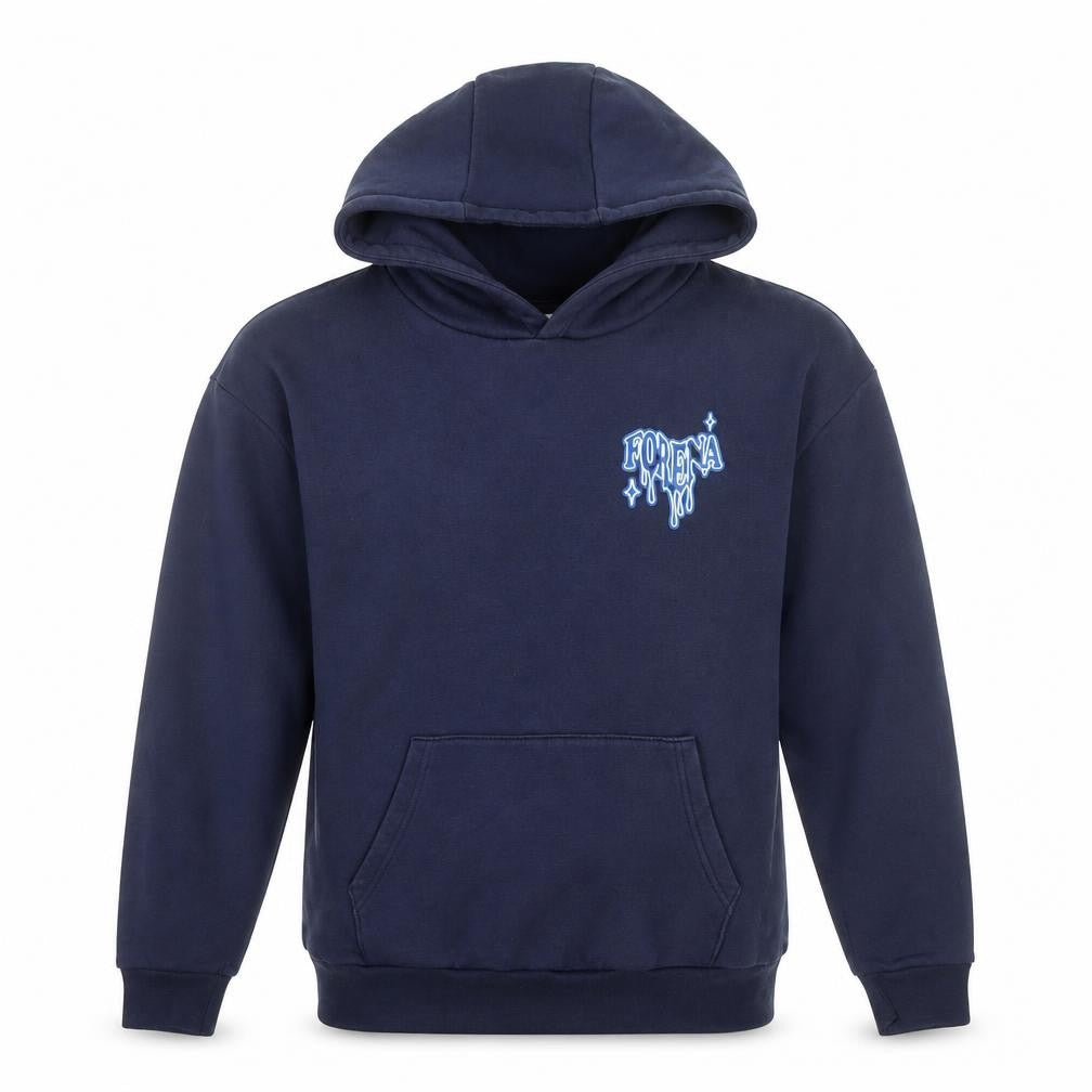 Forena Women's Navy Blue Pullover Hoodie Size S Graphic Print