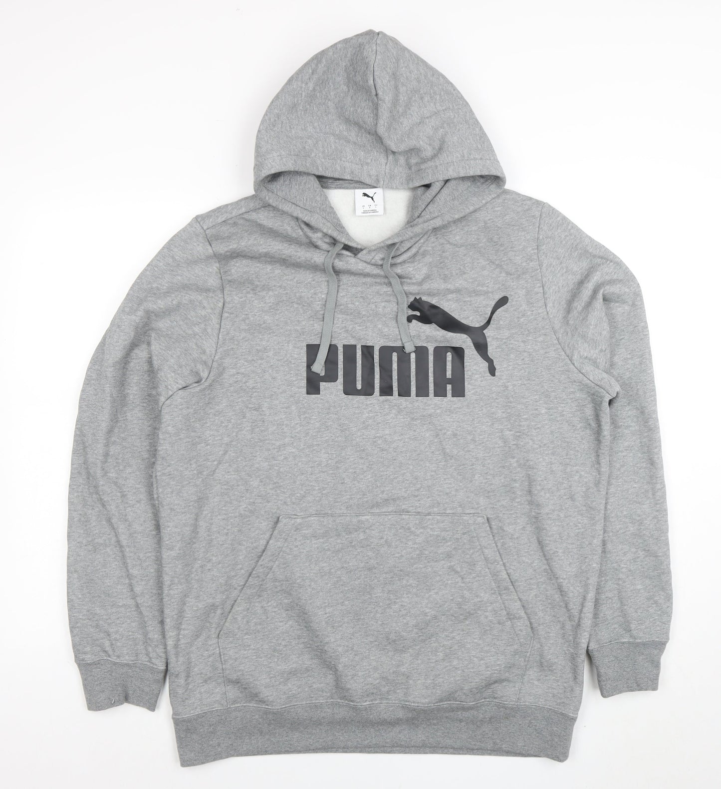 Puma Mens Grey Pullover Hoodie L Sportswear Fleece Logo Jumper