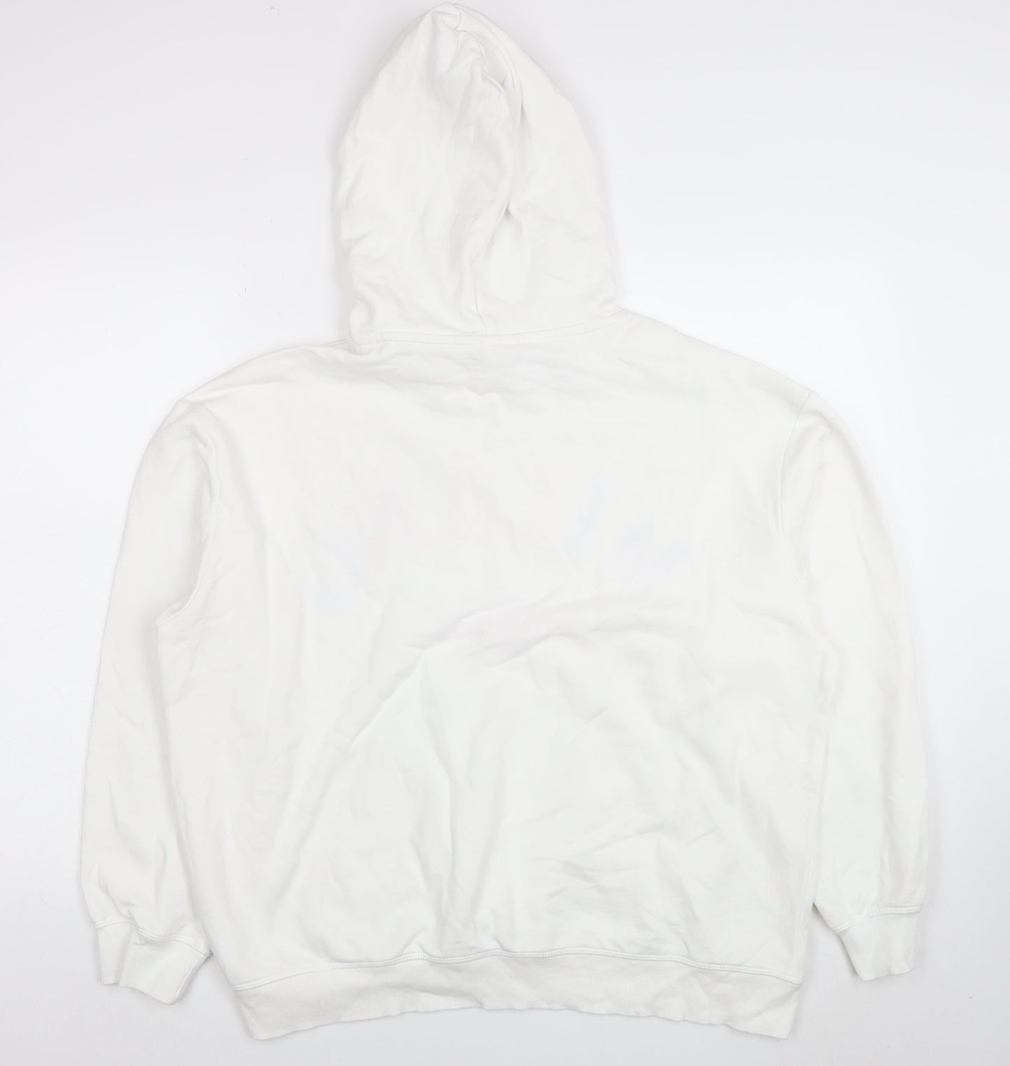 H&M Women White Milano Graphic Pullover Hoodie Size 12 Cotton Blend