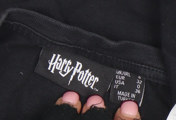 Harry Potter Women's Black Cotton Graphic T-Shirt Size 4