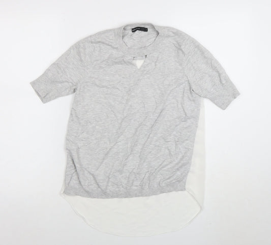 Karen Millen Women’s Grey Viscose Tunic Blouse Size L Short Sleeve