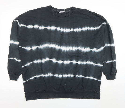 ASOS Women Black Tie Dye Pullover Sweatshirt Size 10 Cotton Casual