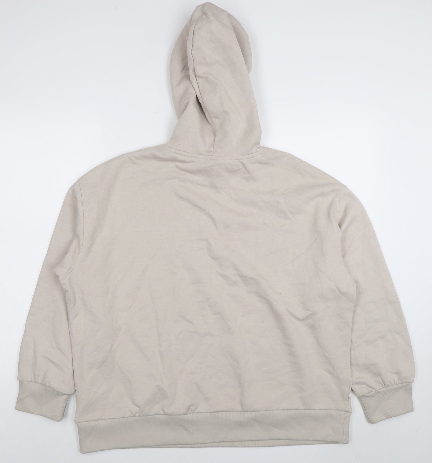H&M Womens Beige Hoodie NYC Athletic Print Size 12 Cotton Blend