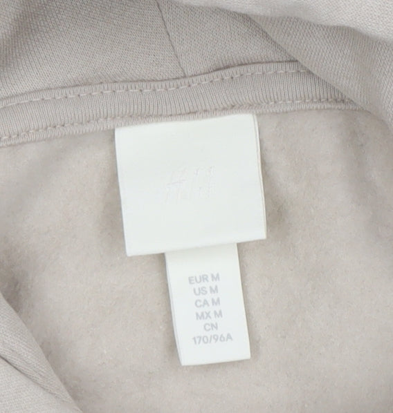 H&M Womens Beige Hoodie NYC Athletic Print Size 12 Cotton Blend