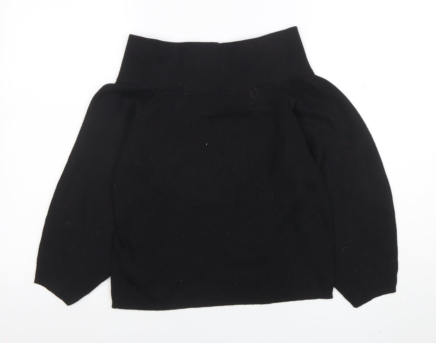 Zara Women Black Off Shoulder Knit Long Sleeve Top XS
