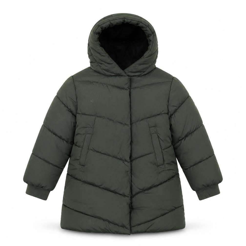 Next Girls Green Hooded Puffer Coat 3 Years Mid-Length Winter Jacket