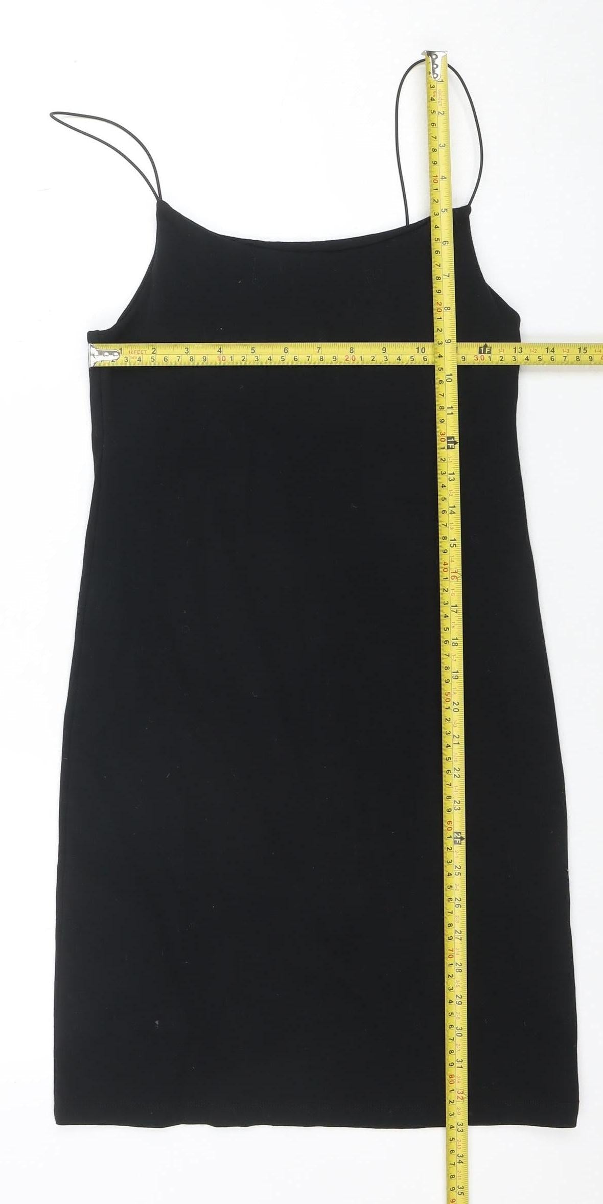ZARA Women Black XL Slip Dress Sleeveless Knee Length Classic Style