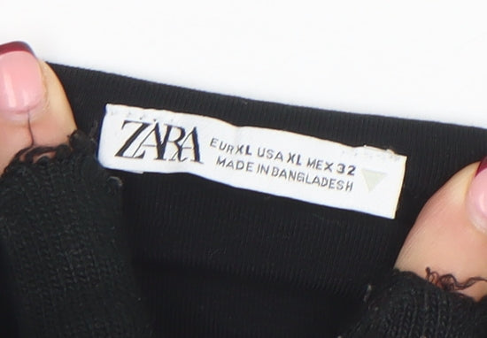 ZARA Women Black XL Slip Dress Sleeveless Knee Length Classic Style