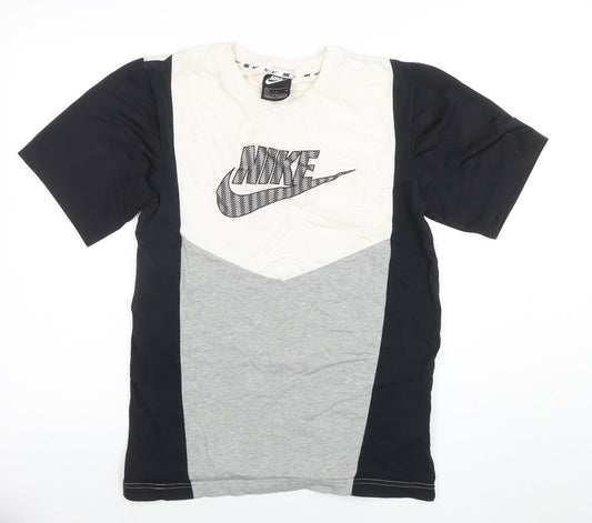 Nike Men's Multicoloured Small Colourblock Logo Crew Neck T-Shirt