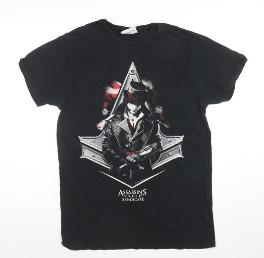Assassin's Creed Men's Black Cotton Graphic T-Shirt Size S Regular Fit
