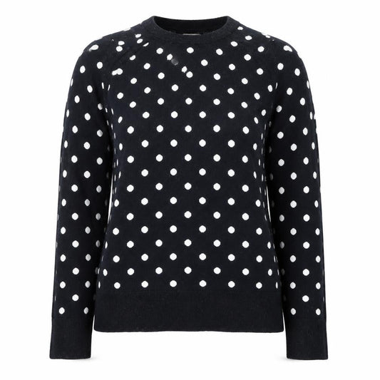 Hobbs Women’s Black Polka Dot Knit Long Sleeve Top Size S