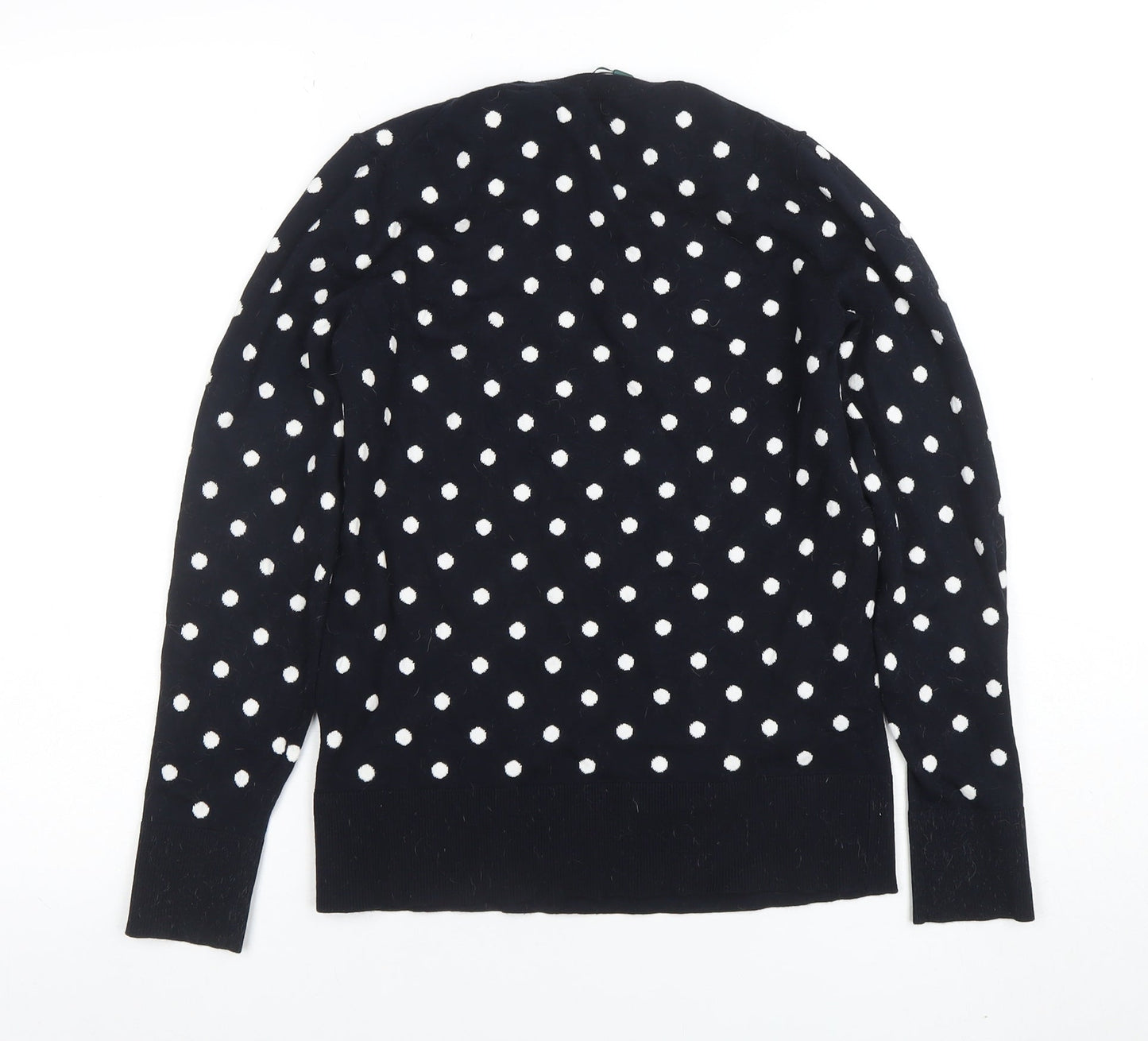 Hobbs Women’s Black Polka Dot Knit Long Sleeve Top Size S