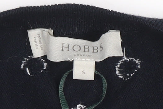 Hobbs Women’s Black Polka Dot Knit Long Sleeve Top Size S