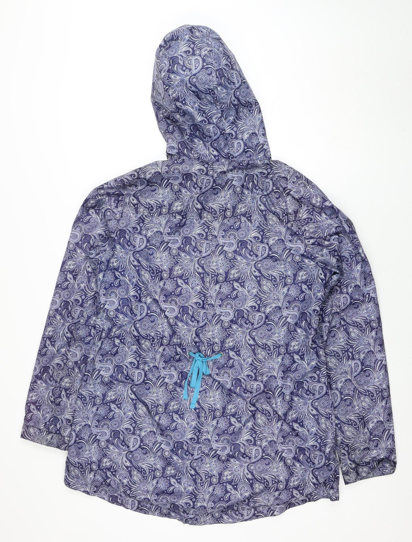 Diesel Women Blue Paisley Hooded Rain Jacket Size M
