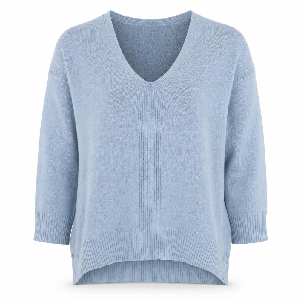Oasis Women Blue Wool Cashmere V-Neck Pullover Jumper L