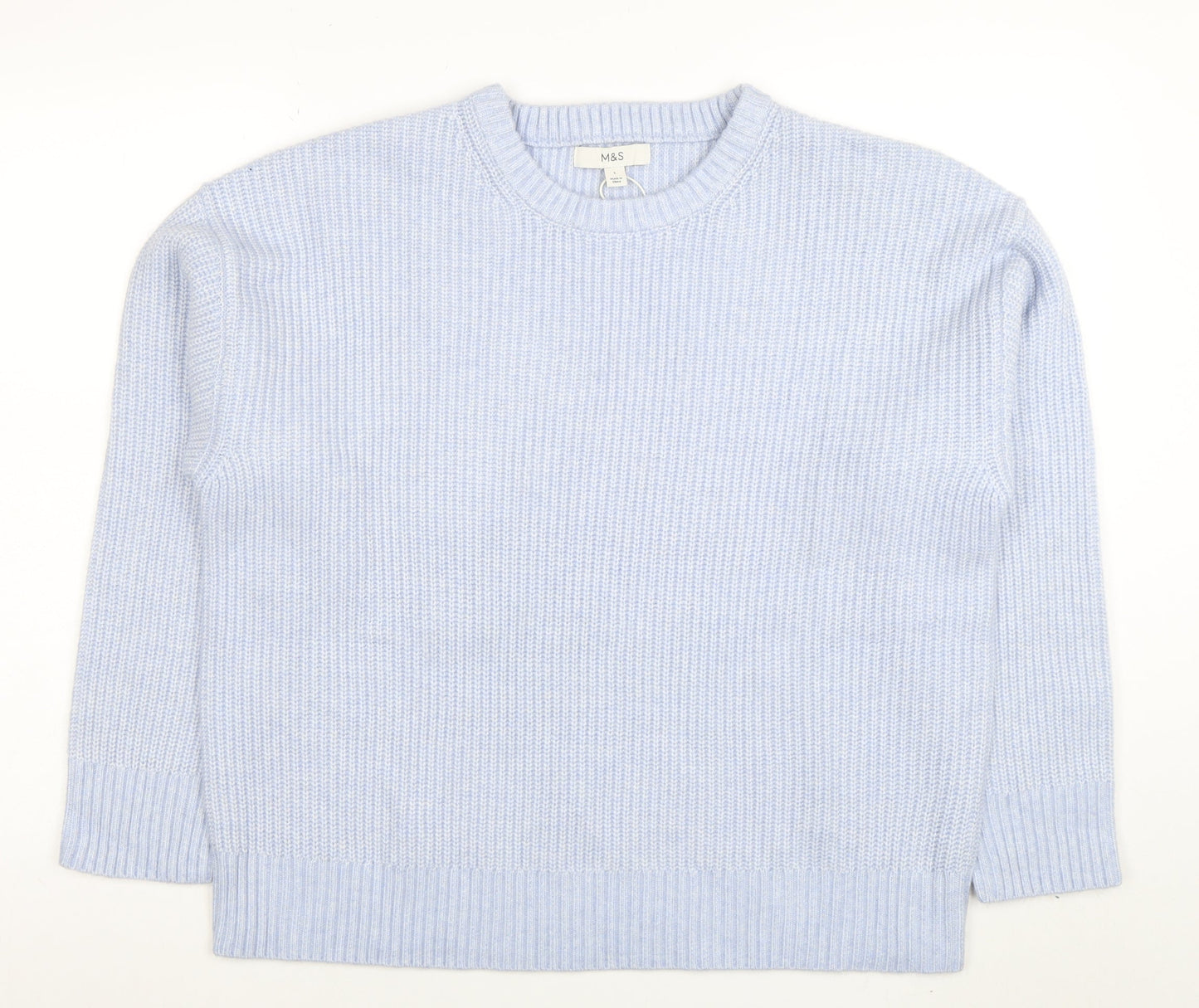 Marks and Spencer Women's Blue L Knit Crew Neck Pullover Jumper
