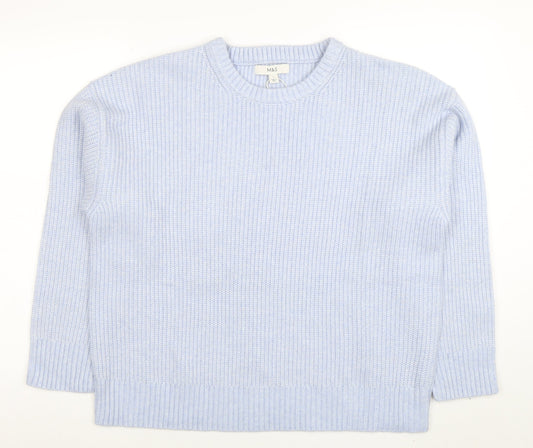Marks and Spencer Women's Blue L Knit Crew Neck Pullover Jumper