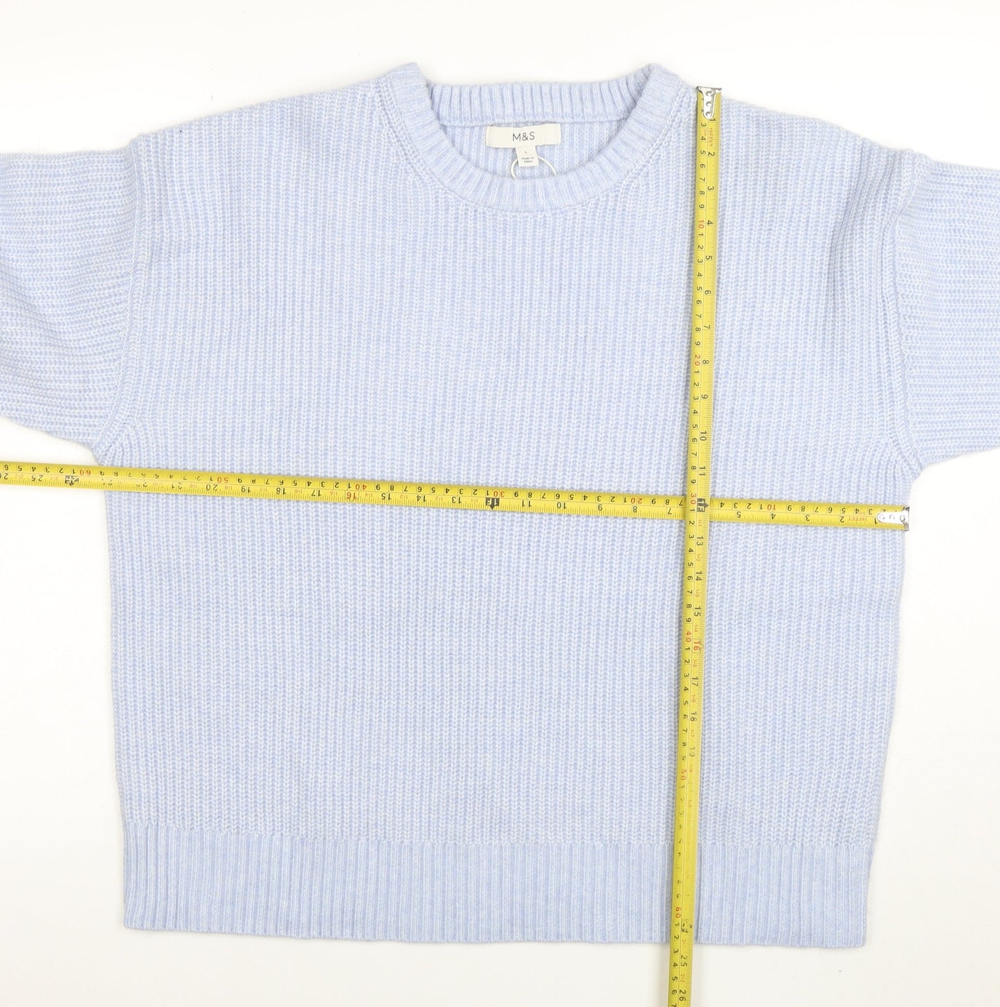 Marks and Spencer Women's Blue L Knit Crew Neck Pullover Jumper