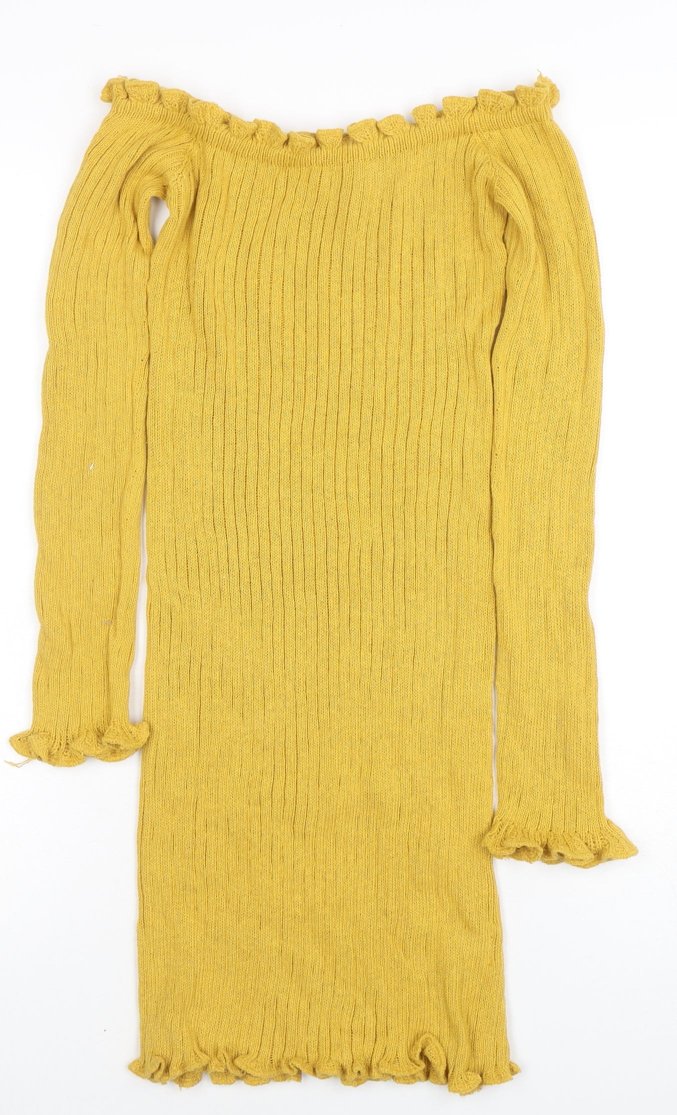 Twisted Faith Women's Yellow Off Shoulder Knit Bodycon Dress Size S