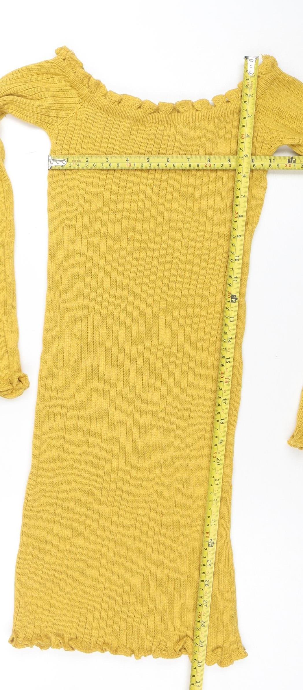 Twisted Faith Women's Yellow Off Shoulder Knit Bodycon Dress Size S