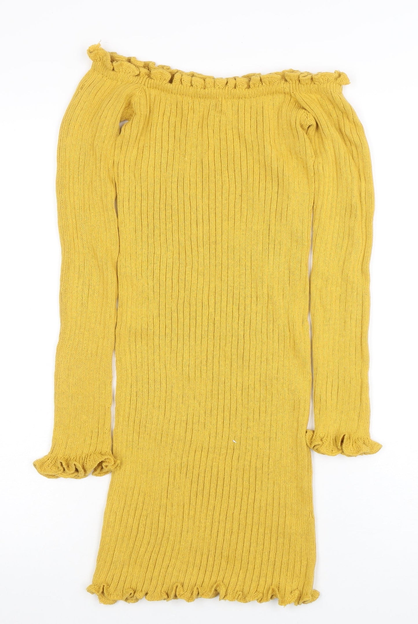 Twisted Faith Women's Yellow Off Shoulder Knit Bodycon Dress Size S