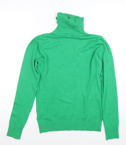 BR Women's Green Roll Neck Long Sleeve Pullover Jumper Size M